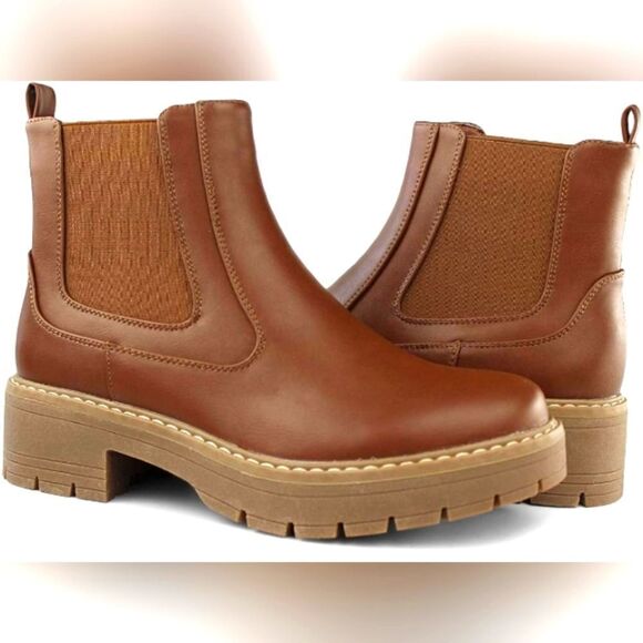 (S-FA340) Hawkwell Women's Slip On Chunky Heel Ankle Chelsea Boot Sz 9 - Picture 9 of 12